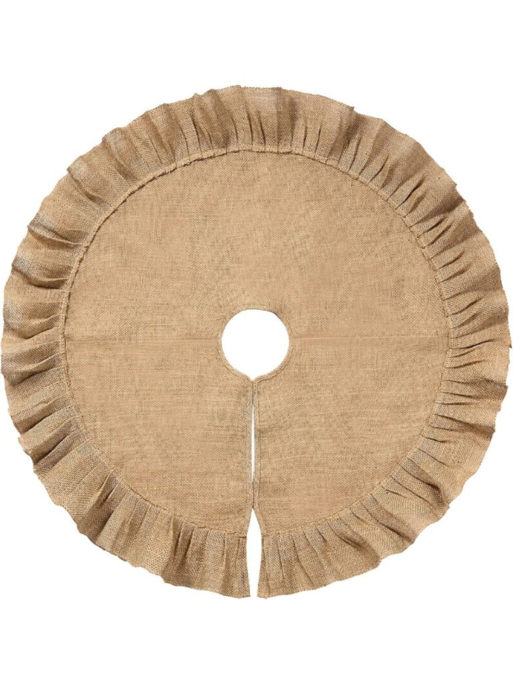 31-Inch Ruffled Burlap Christmas Tree Skirt Decor - Rustic Linen Holiday Accent